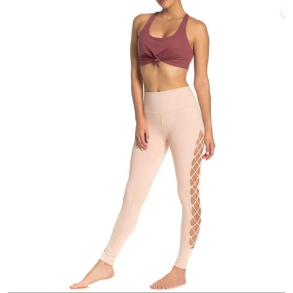 Alo Yoga Nectar Interlace Up Pink Legging Coquette Ballerinacore Small - Picture 2 of 6